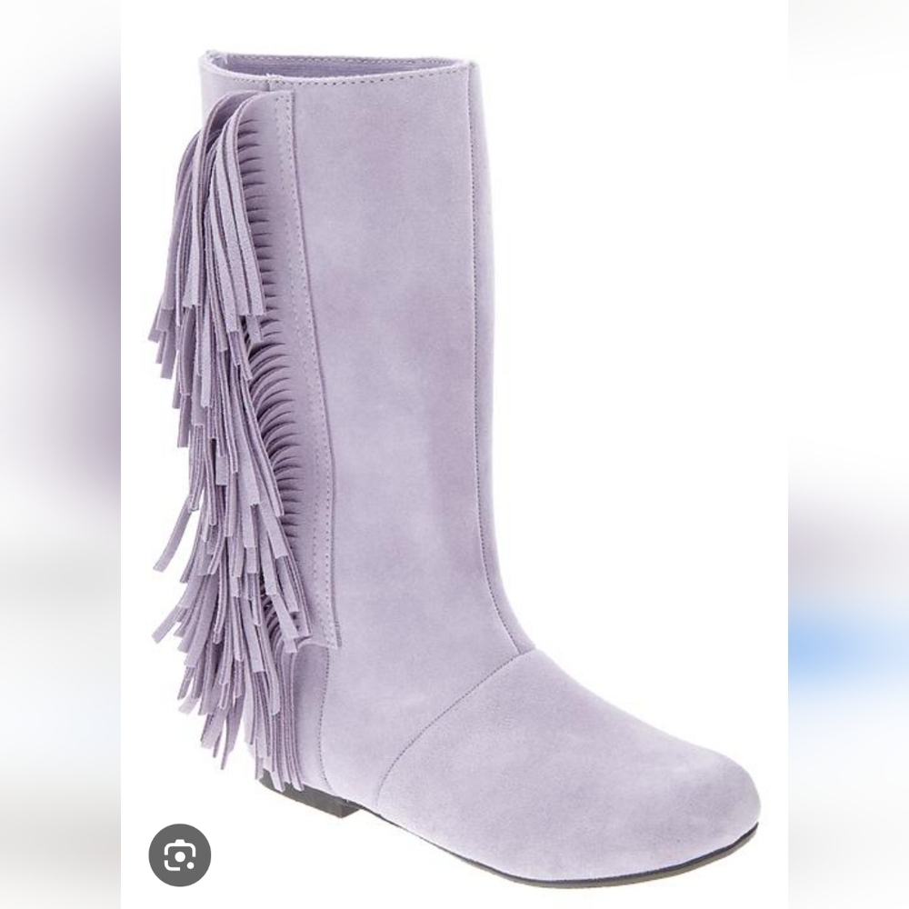 New! Gap In Color Orchid Frost Suede Fringe Boots Sz 2